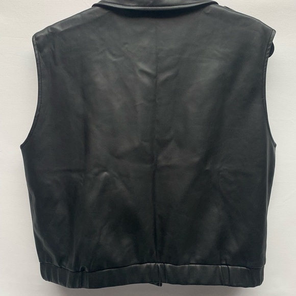 Mango Faux Leather Sleeveless Biker Jacket Vest Black XL - Picture 8 of 8